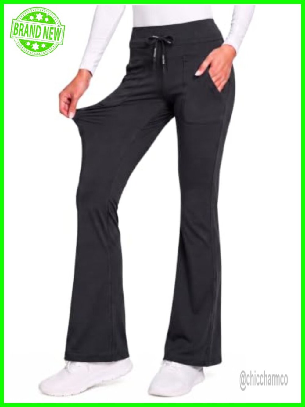 Wide Leg Scrub Pants Flare Bottom Drawstring Waist Yoga Pants